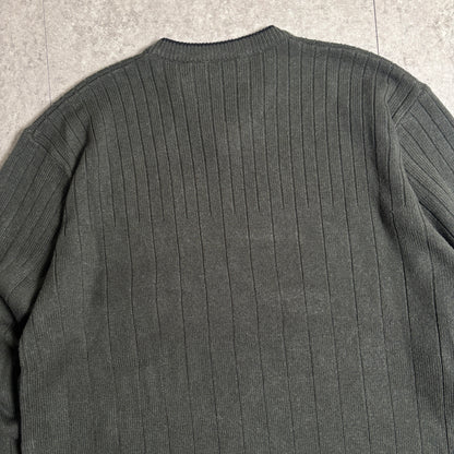 カーキリブニットシティボーイコーデ古着