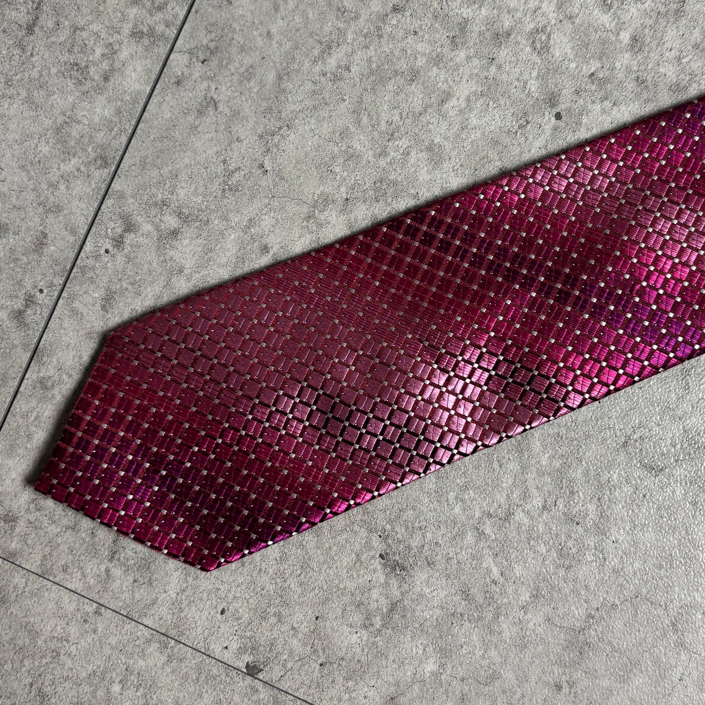 ワンタッチジップネクタイ濃ピンクグラデストリートシティボーイ古着