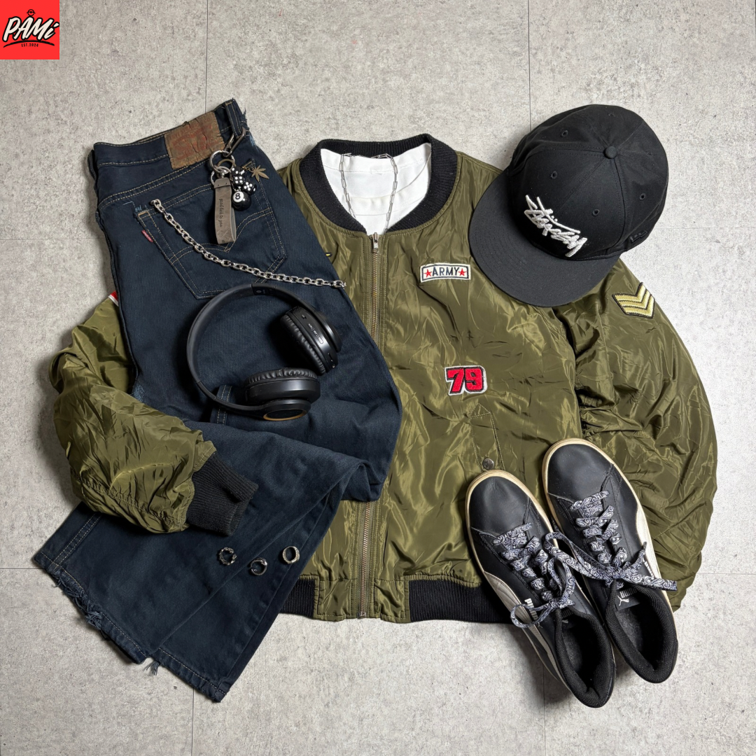 ワッペン付MA-1ストリートコーデ古着