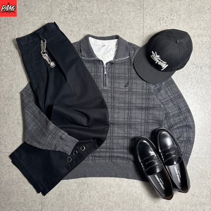 NAUTICAハーフジップシティボーイコーデ古着