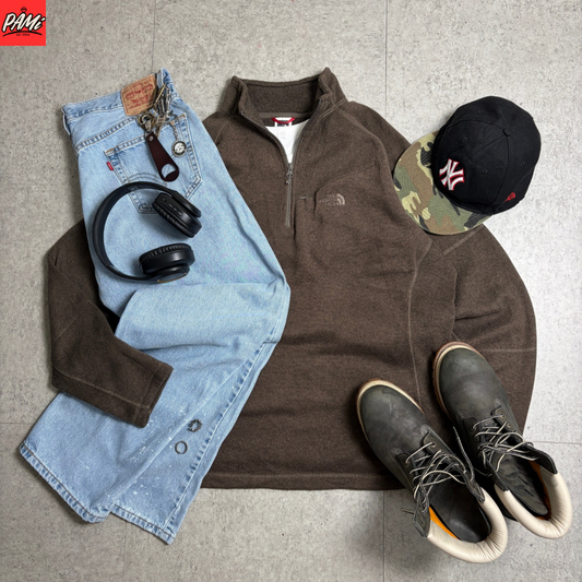 ハーフジップワークシティボーイコーデ古着