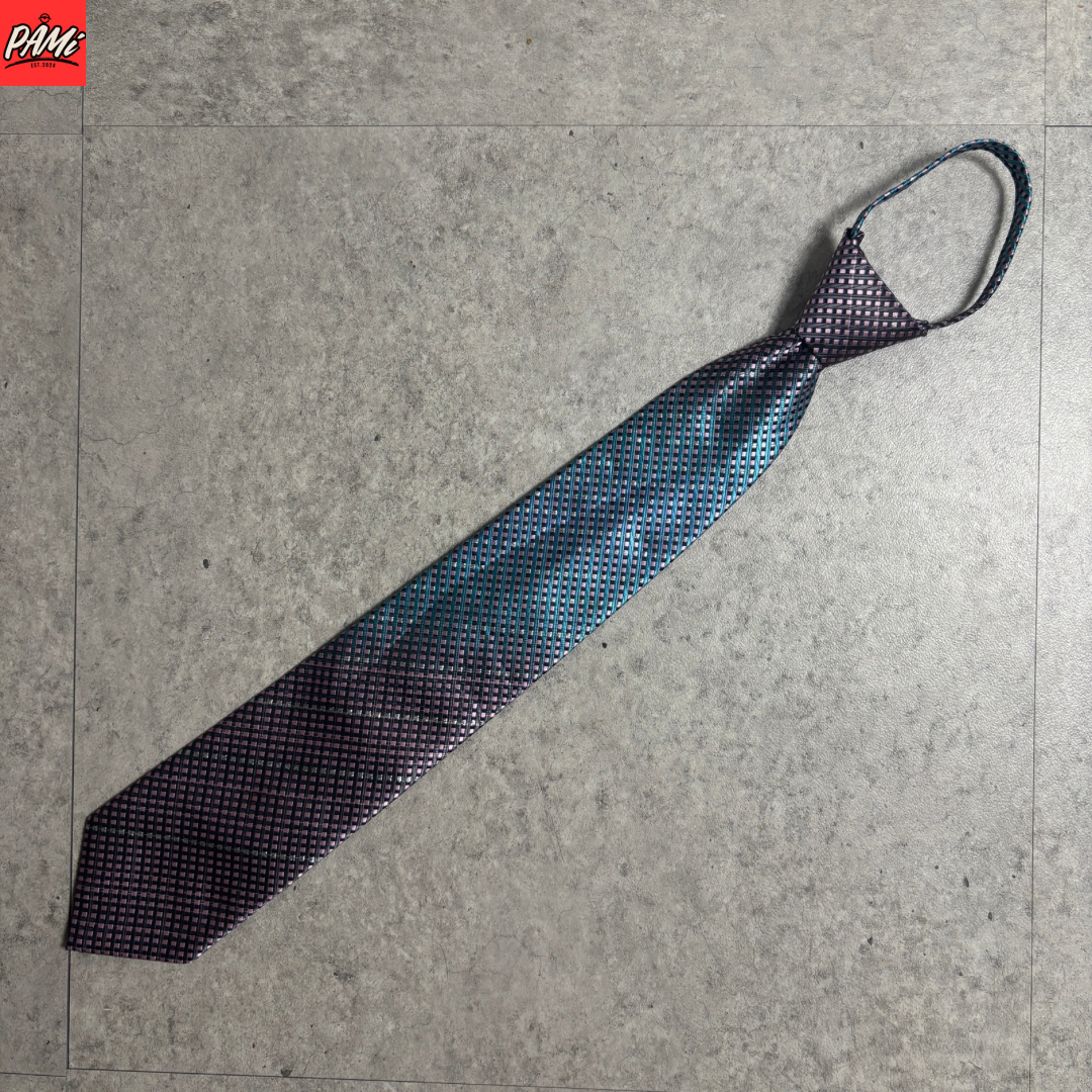 ワンタッチジップネクタイ青紫グラデーションストリートシティボーイ古着