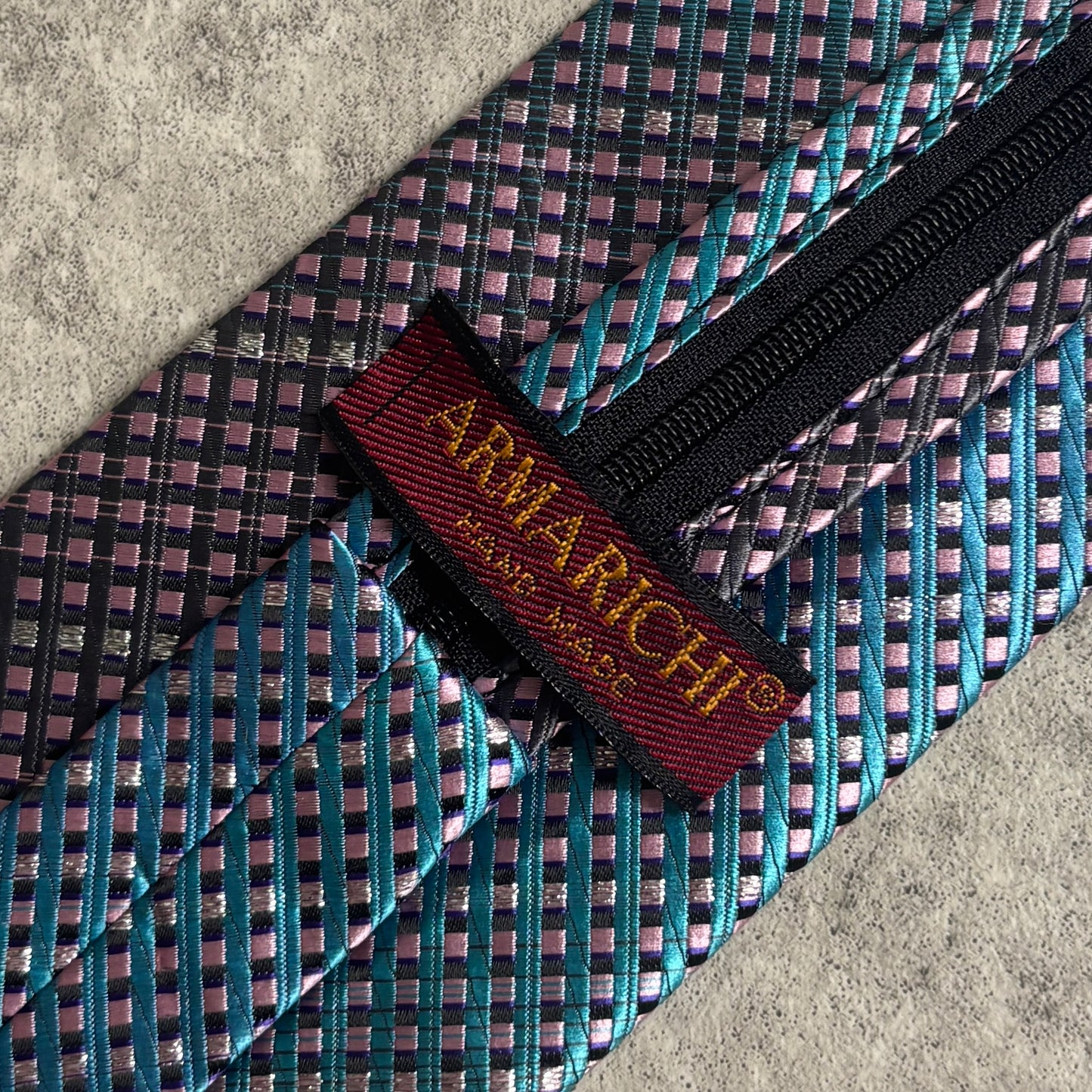 ワンタッチジップネクタイ青紫グラデーションストリートシティボーイ古着