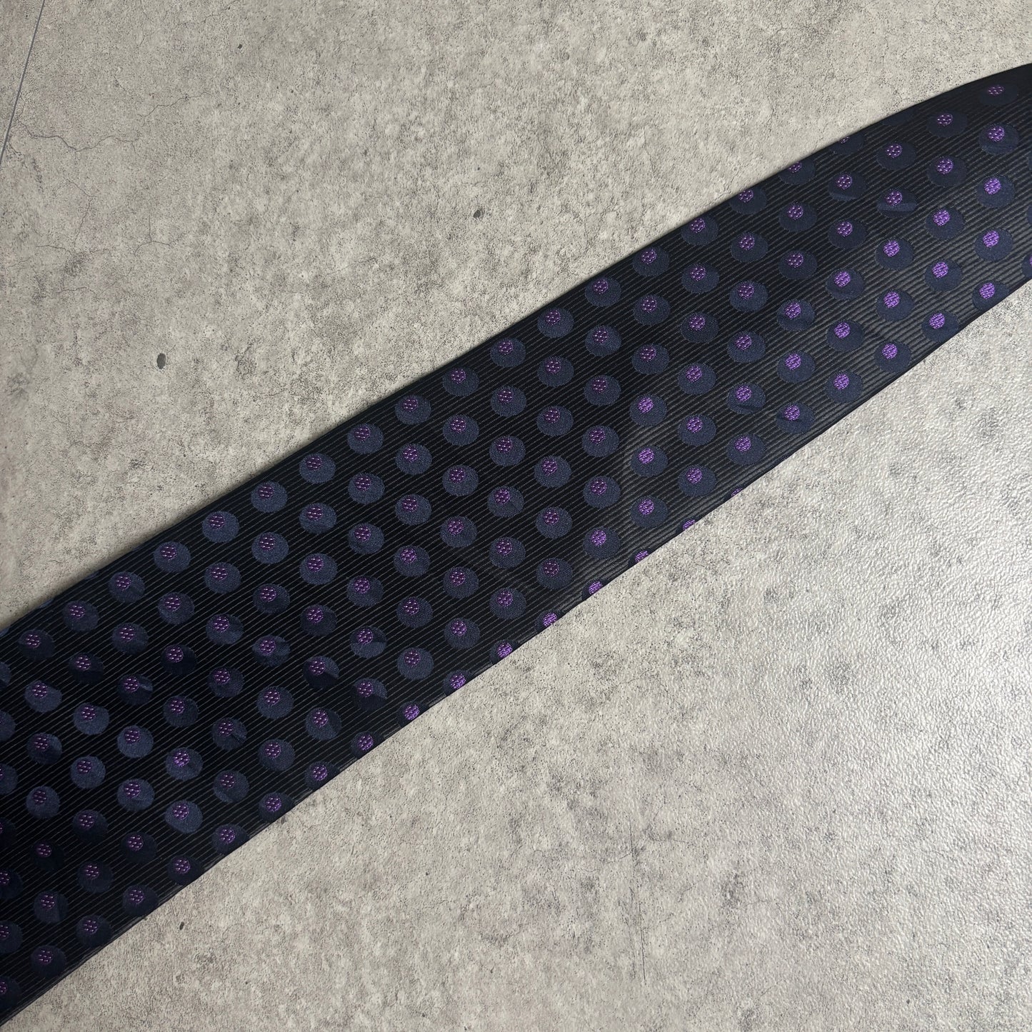 ワンタッチジップネクタイ黒紫ドット水玉ストリートシックシティボーイ古着