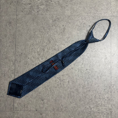 ワンタッチジップネクタイ青紺ストリートシックシティボーイ古着