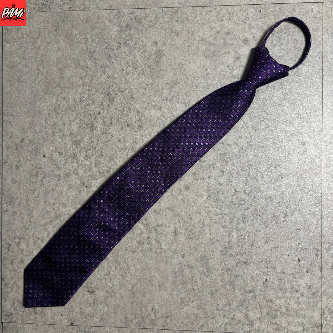ワンタッチジップネクタイ紫スリムタイストリートシックシティボーイ古着