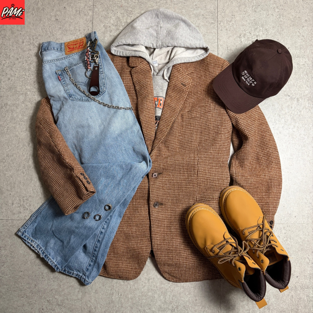 テーラードジャケットシティボーイコーデ古着