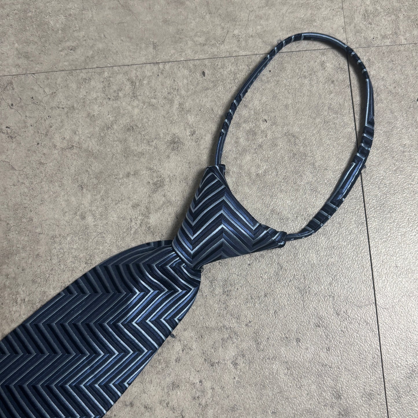 ワンタッチジップネクタイ青紺ストリートシックシティボーイ古着