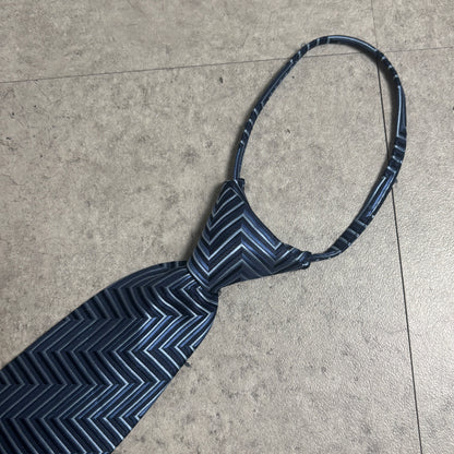 ワンタッチジップネクタイ青紺ストリートシックシティボーイ古着