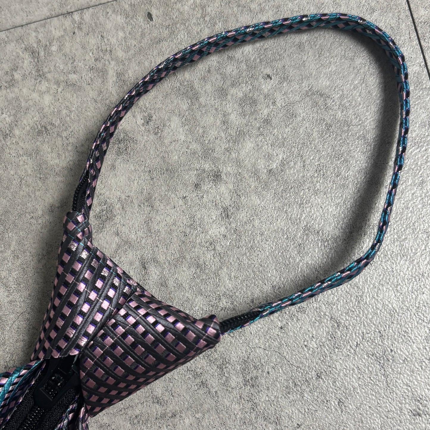 ワンタッチジップネクタイ青紫グラデーションストリートシティボーイ古着