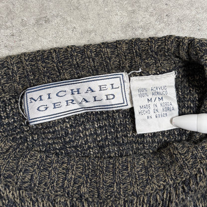 ジャガードニットブラックデニムコーデ古着