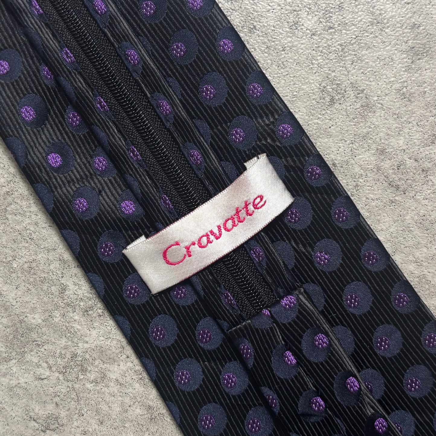 ワンタッチジップネクタイ黒紫ドット水玉ストリートシックシティボーイ古着