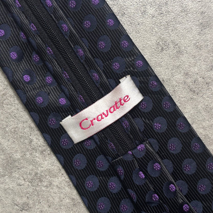 ワンタッチジップネクタイ黒紫ドット水玉ストリートシックシティボーイ古着