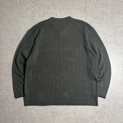 カーキリブニットシティボーイコーデ古着