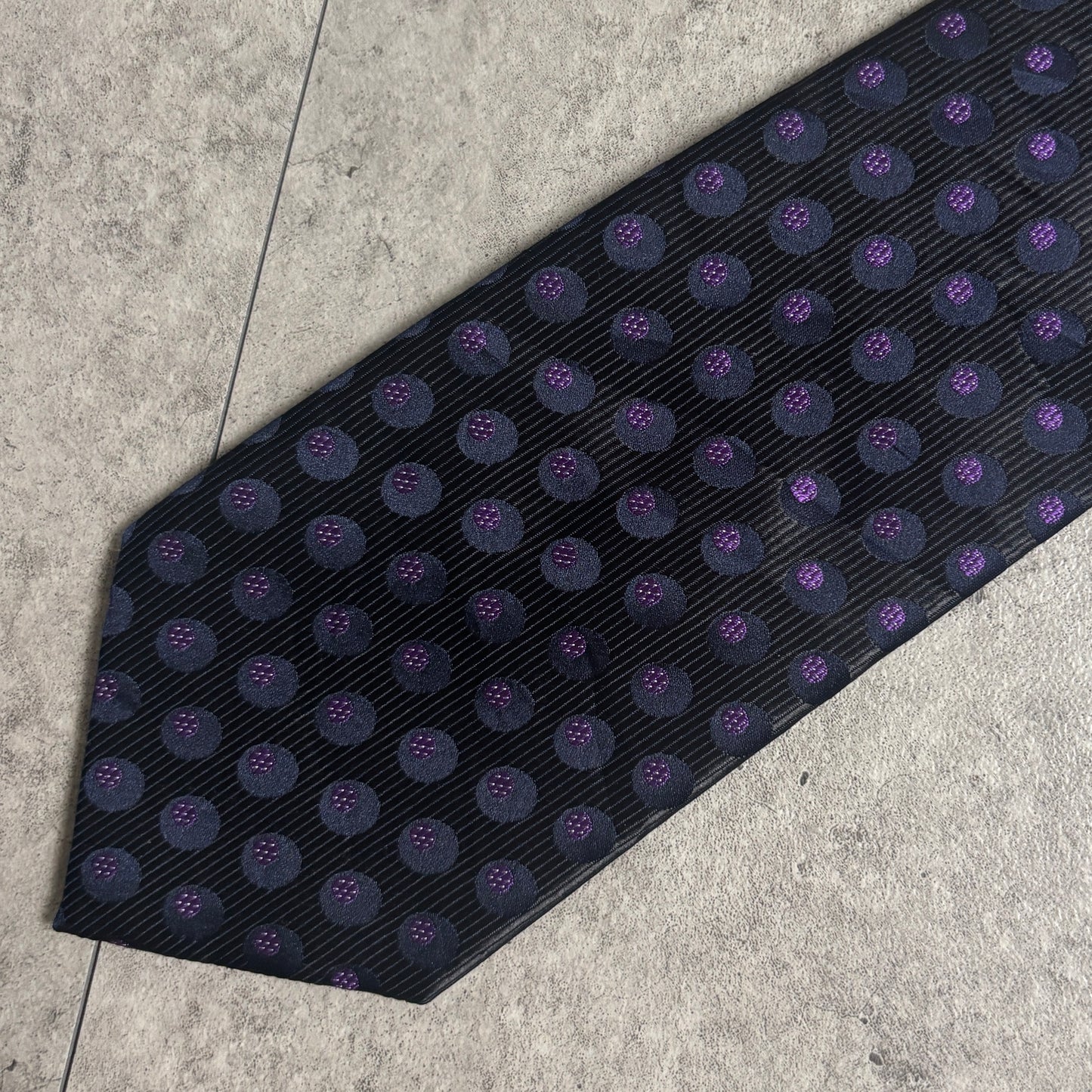 ワンタッチジップネクタイ黒紫ドット水玉ストリートシックシティボーイ古着