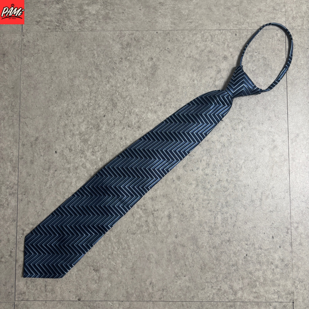 ワンタッチジップネクタイ青紺ストリートシックシティボーイ古着