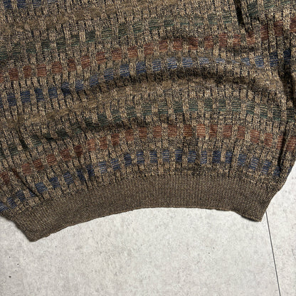 総柄ニットシティボーイコーデ古着デニム