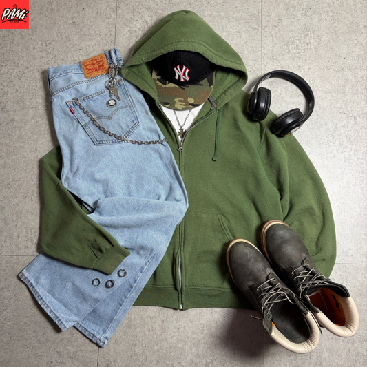 ジップパーカーシティボーイストリートコーデ古着