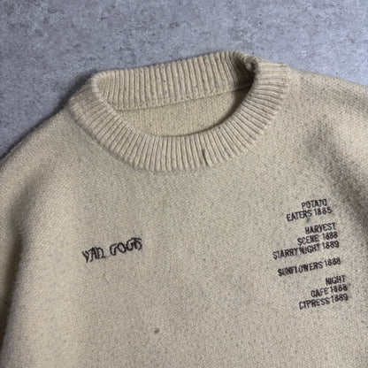 ゴッホプリントニットシティボーイコーデ古着