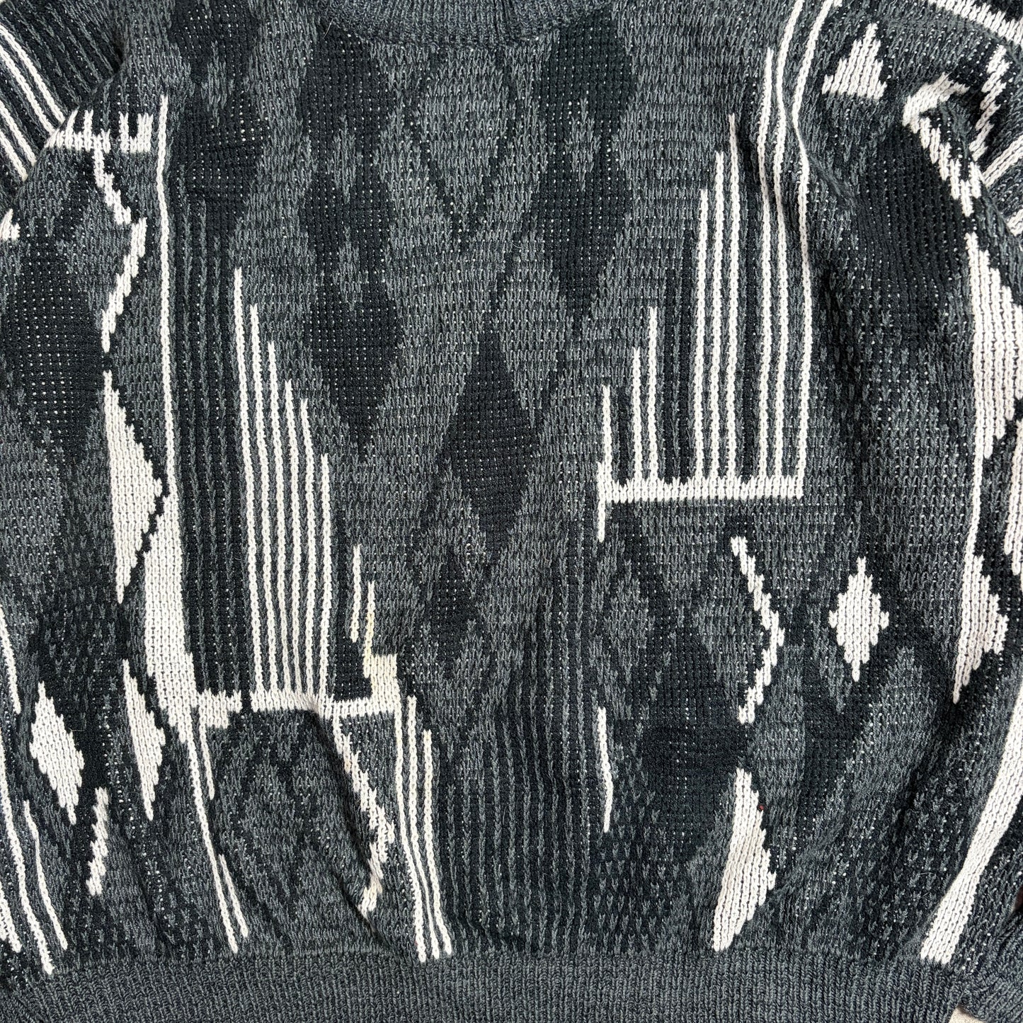 総柄ニットスラックスシティボーイコーデ古着