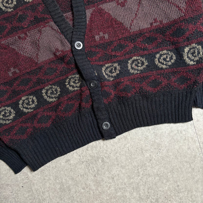 総柄ニットカーデシティボーイコーデ古着