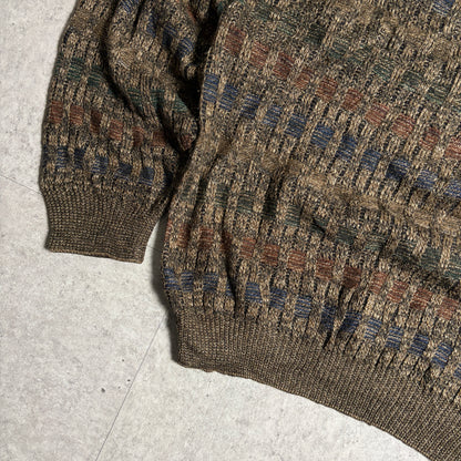 総柄ニットシティボーイコーデ古着デニム