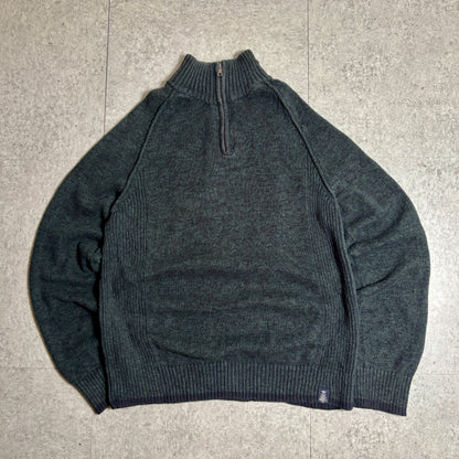 ハーフジップニットシティボーイコーデ古着