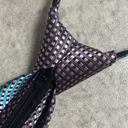 ワンタッチジップネクタイ青紫グラデーションストリートシティボーイ古着