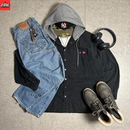 Wranglerシャツパーカー無骨ストリートコーデ古着