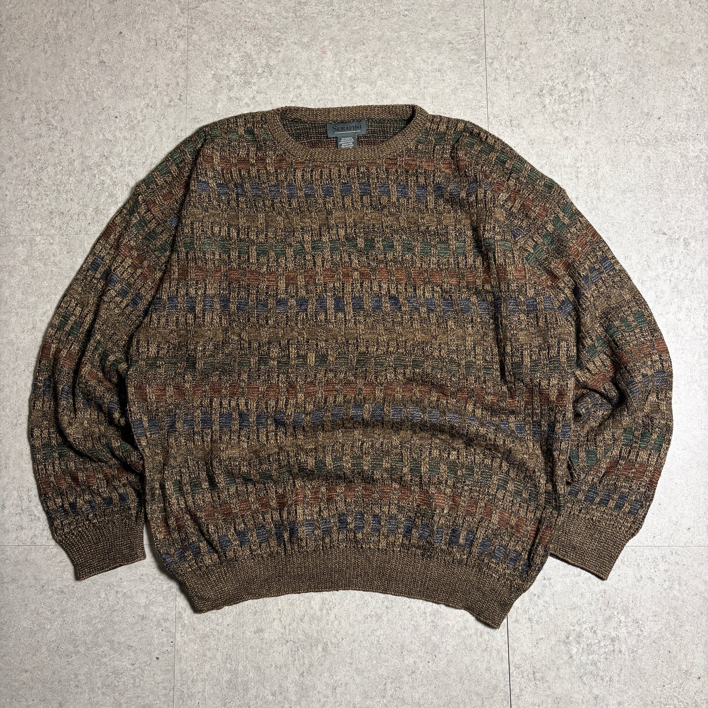 総柄ニットシティボーイコーデ古着デニム