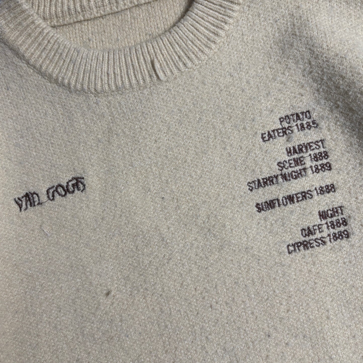 ゴッホプリントニットシティボーイコーデ古着