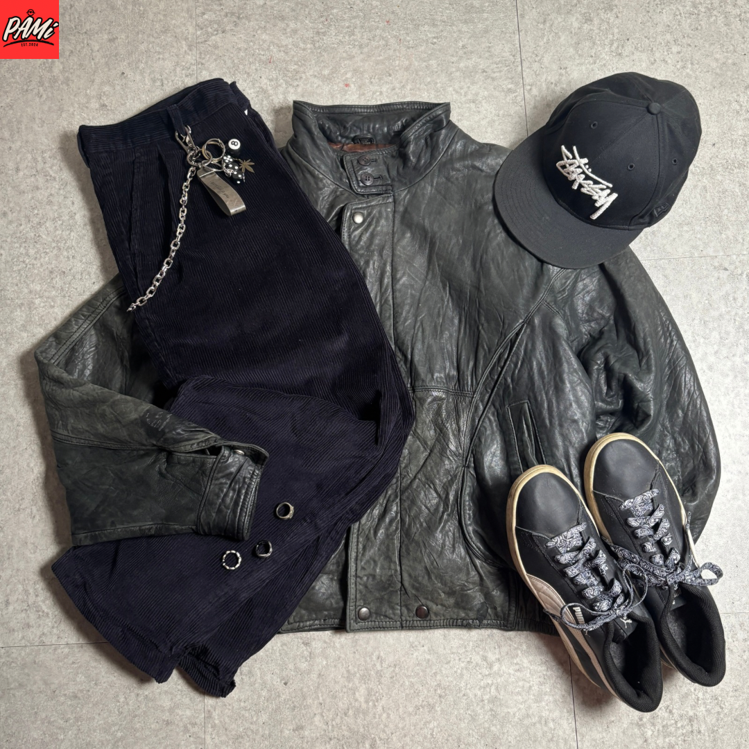 レザージャケットストリートコーデ古着