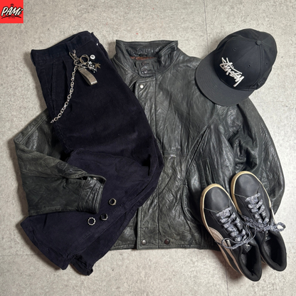 レザージャケットストリートコーデ古着