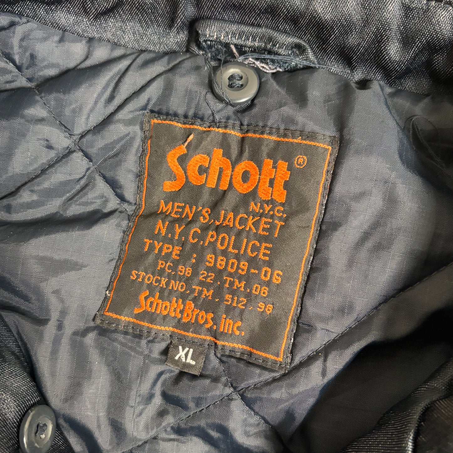 Schott N.Y.CPOLICETYPE9809-OG中綿ジャケットアメカジワークストリートコーデ