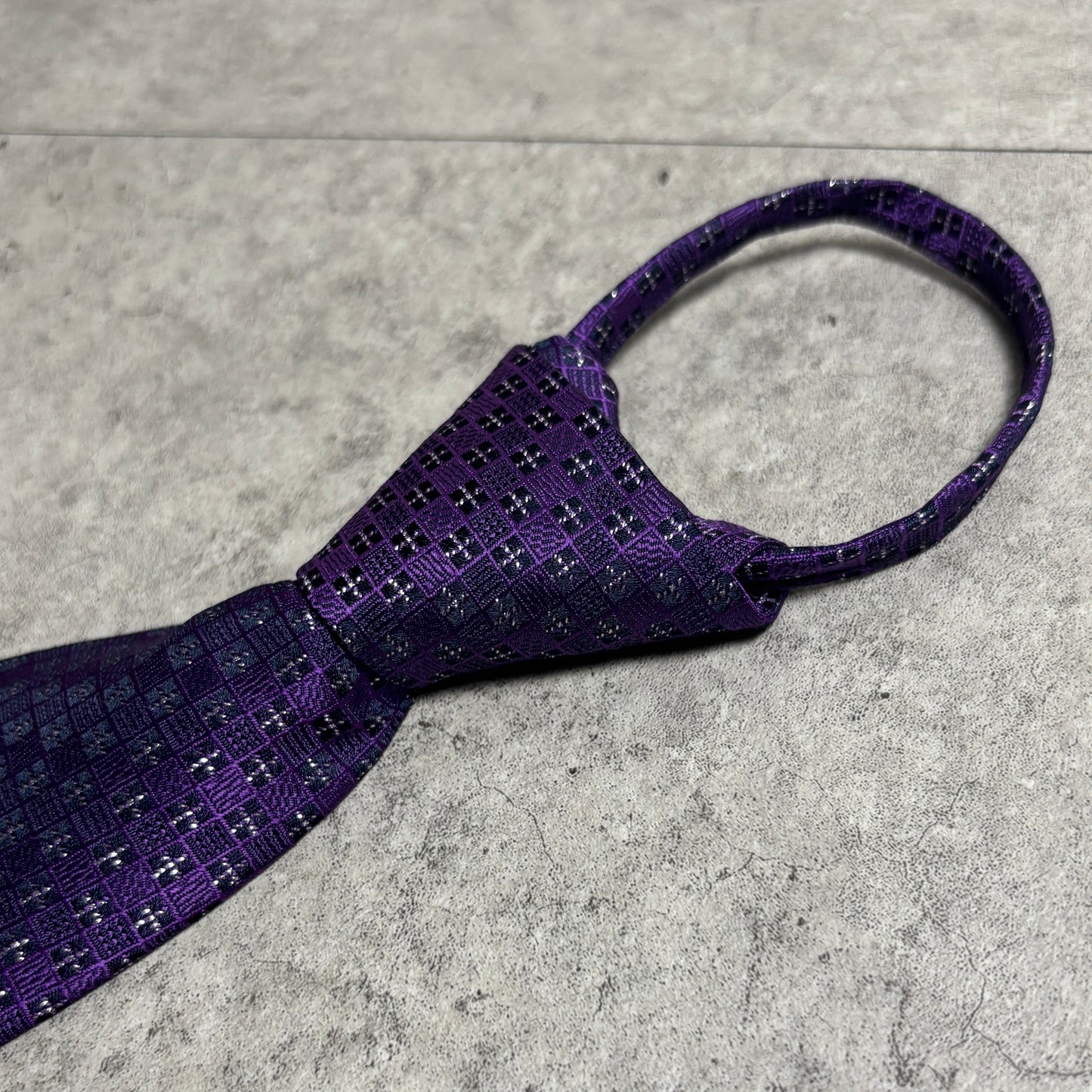 ワンタッチジップネクタイ紫スリムタイストリートシックシティボーイ古着