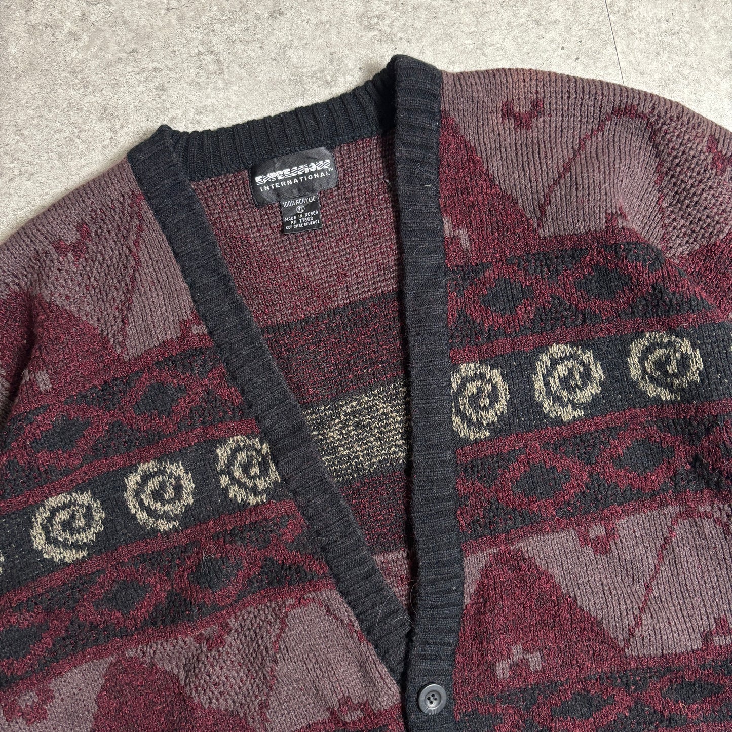 総柄ニットカーデシティボーイコーデ古着