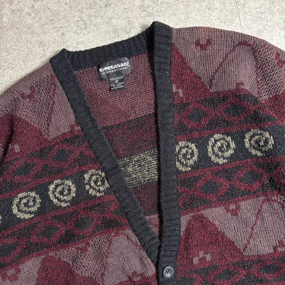 総柄ニットカーデシティボーイコーデ古着