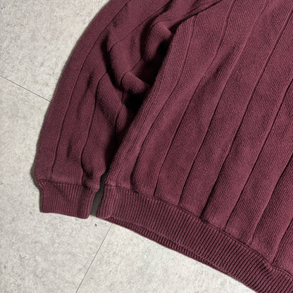 バーガンディニットミリタリーコーデ古着