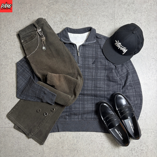 NAUTICAハーフジップWoolrichコーデュロイパンツ古着