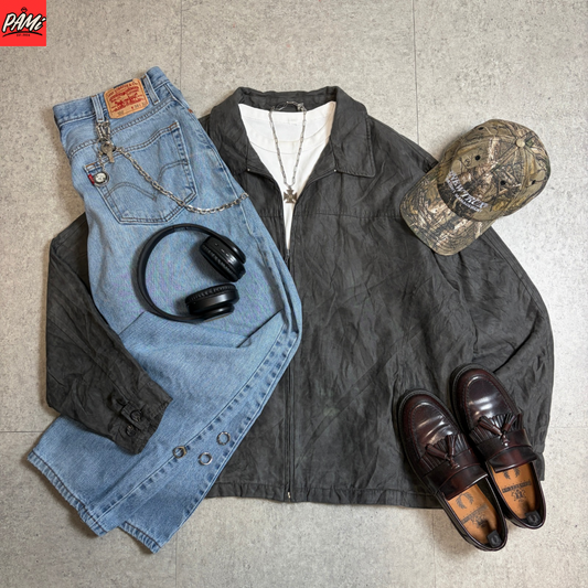 ハリントンジャケットシティボーイコーデ古着