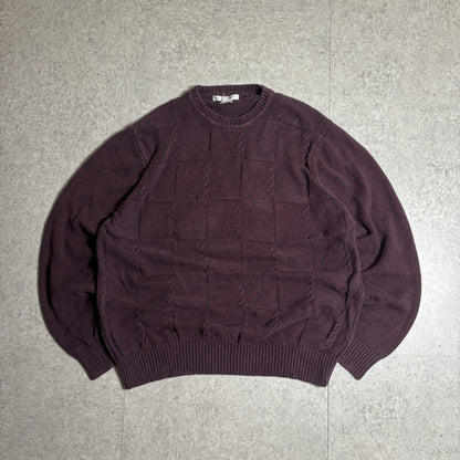 バーガンディニットシティボーイコーデ古着