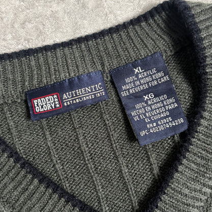 カーキリブニットシティボーイコーデ古着