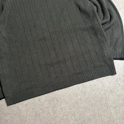 カーキリブニットシティボーイコーデ古着