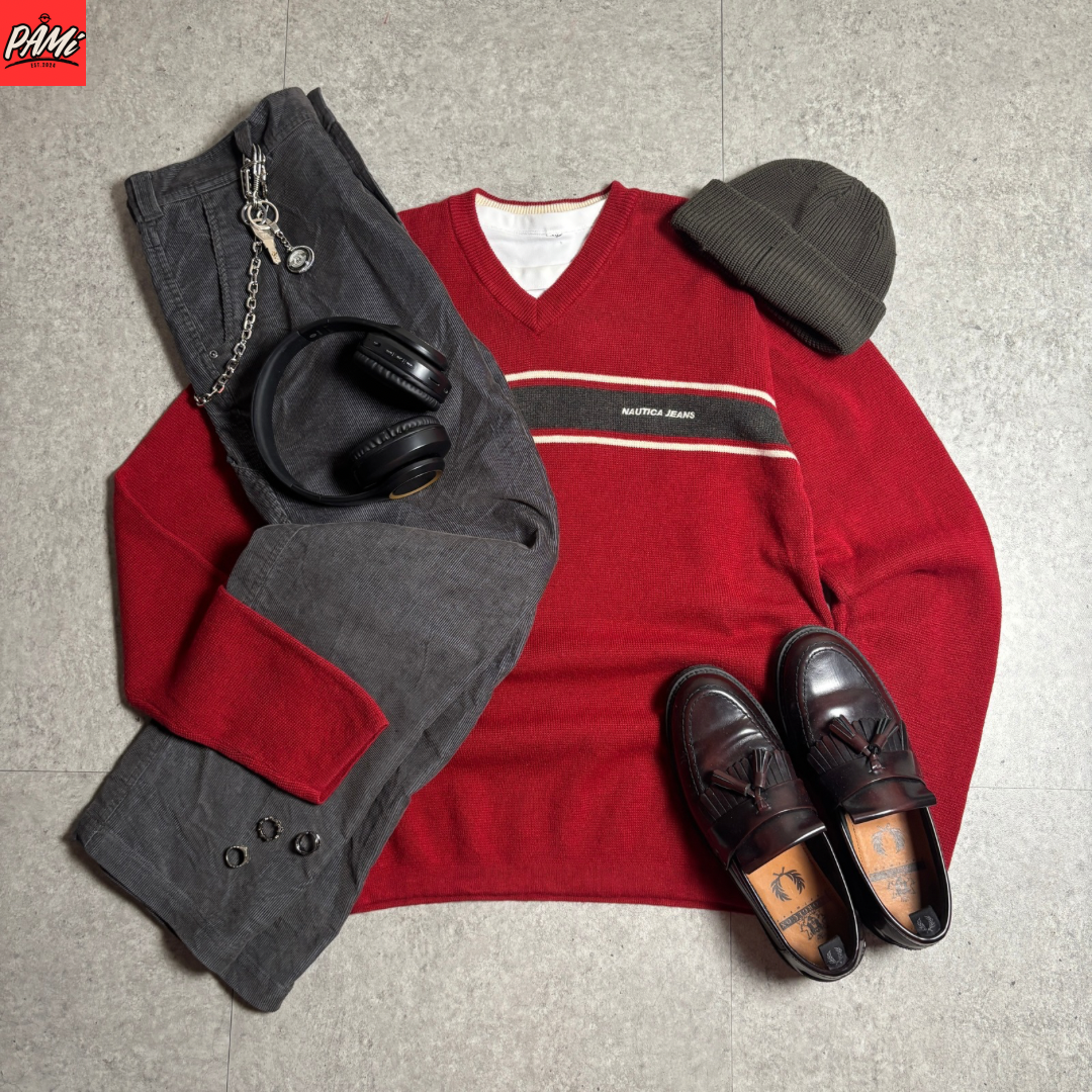 NAUTICAニットシティボーイコーデ古着