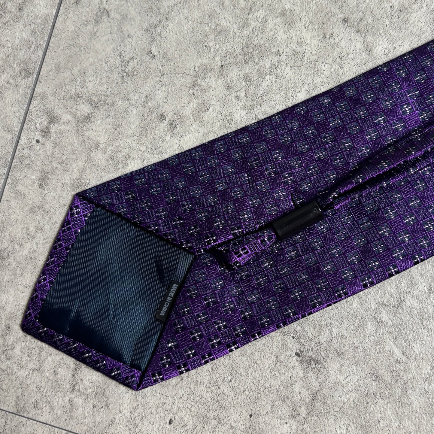 ワンタッチジップネクタイ紫スリムタイストリートシックシティボーイ古着