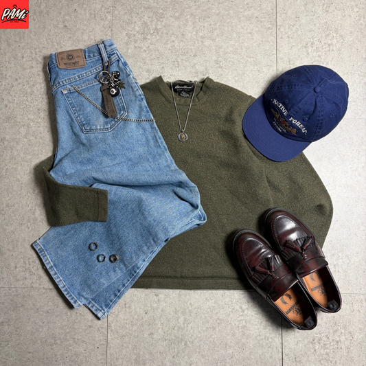 Eddie BauerメリノウールニットWranglerデニム古着