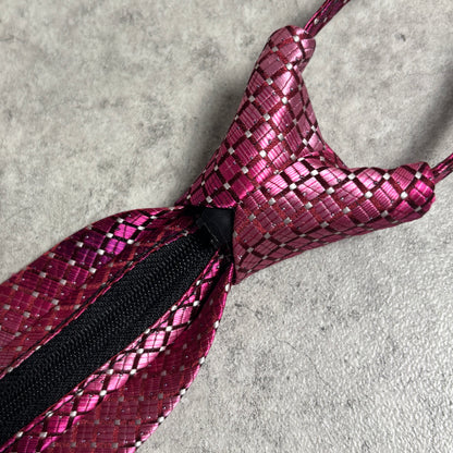 ワンタッチジップネクタイ濃ピンクグラデストリートシティボーイ古着