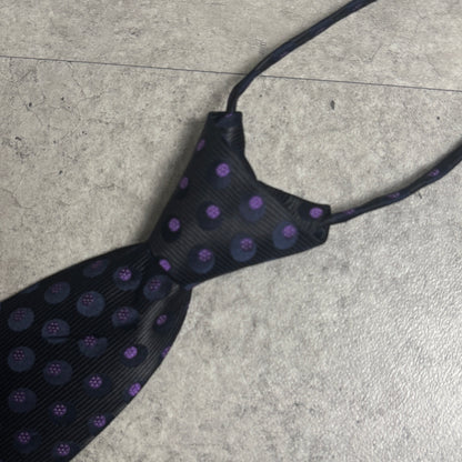 ワンタッチジップネクタイ黒紫ドット水玉ストリートシックシティボーイ古着