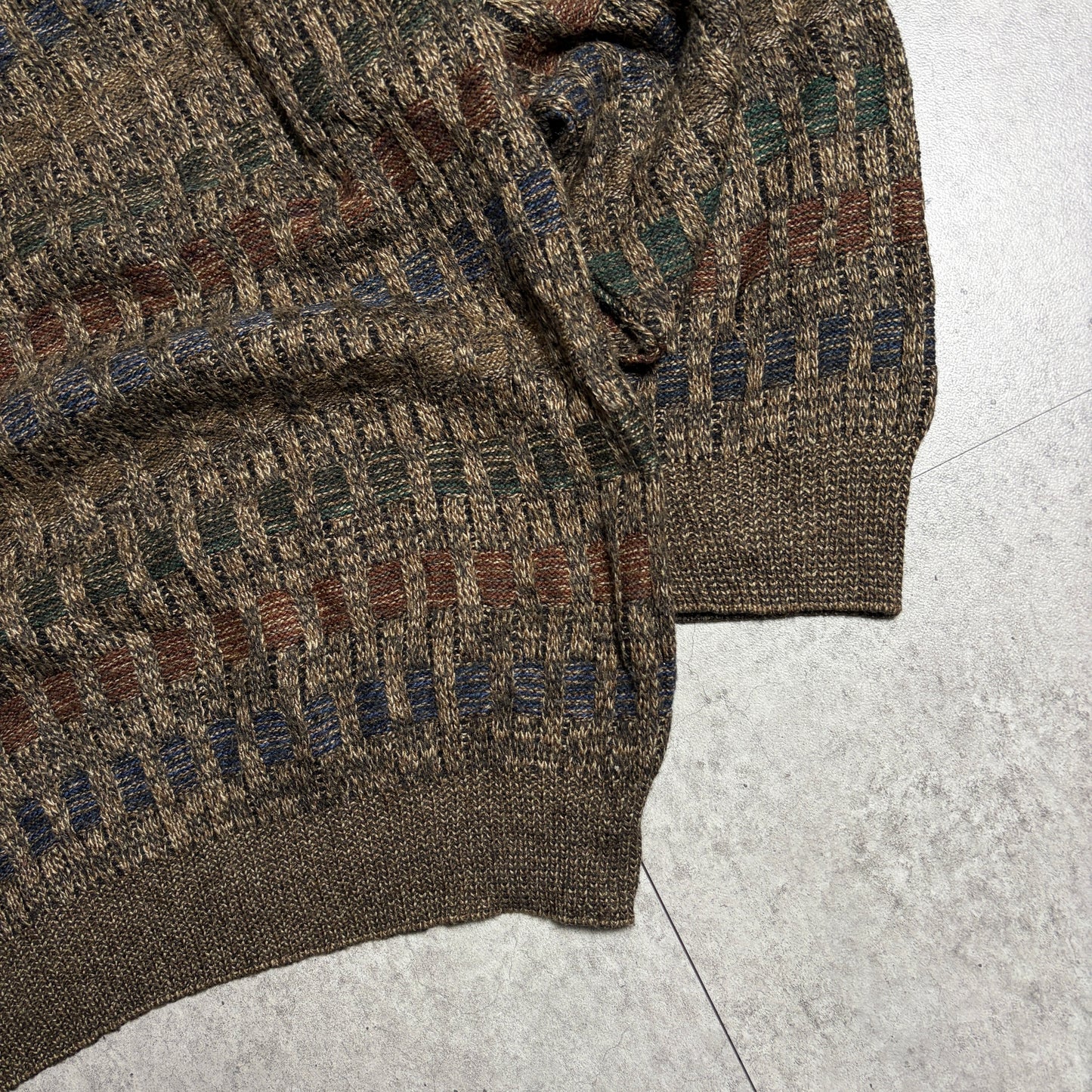 総柄ニットシティボーイコーデ古着デニム