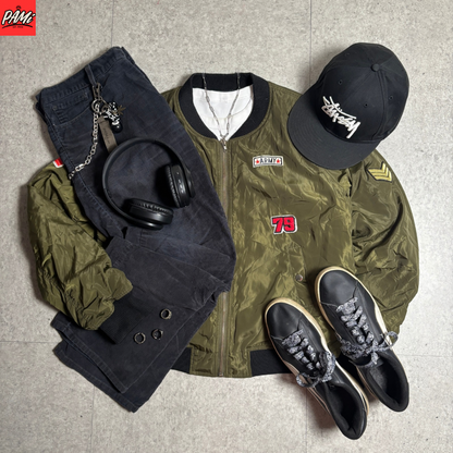 ワッペン付MA-1ストリートコーデ古着